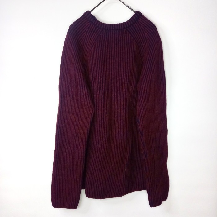 ラコステ　畦編み　ウールニット　セーター　刺繍　ストライプ　ボルドー　S 3 | Vintage.City 빈티지숍, 빈티지 코디 정보