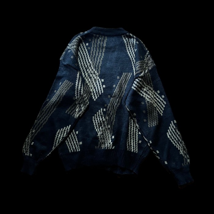 e14/TIP TOP/us/design knit/long sleeve/tops/black color/men's/sizeL 総柄ニット デザインニット ブラック メンズL | Vintage.City 古着屋、古着コーデ情報を発信