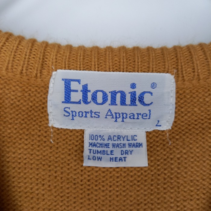 90s　台湾製　Etonic Sports Apparel　Vネック　アクリルニット　セーター　アーガイル　中厚手　ベージュ　L | Vintage.City 古着屋、古着コーデ情報を発信