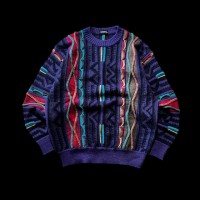e13/design knit/3D/long sleeve/sweater/tops/purple color/men's/sizeL 3Dニット 柄ニット デザインニット トップス パープル メンズL | Vintage.City 古着屋、古着コーデ情報を発信