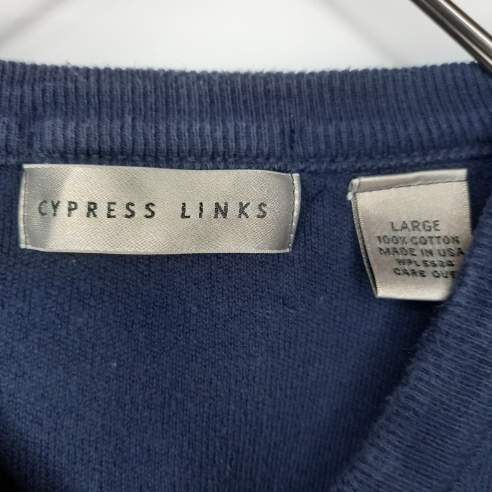 90s　アメリカ製　CYPRESS LINKS　Vネック　コットンニット　スウェット　無地　中厚手　ネイビー　L | Vintage.City 古着屋、古着コーデ情報を発信