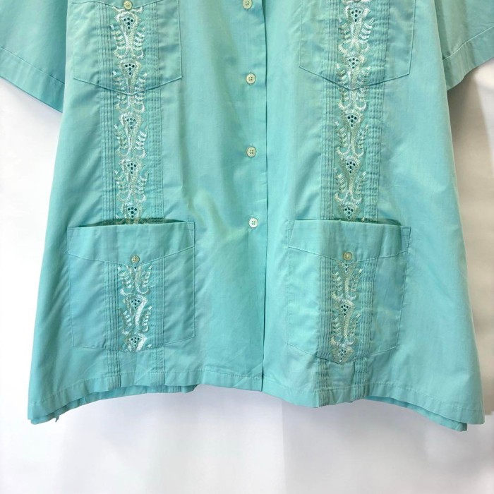 90s 古着 HABAND キューバシャツ 半袖 ライン 刺繍 ブルー XL | Vintage.City 빈티지숍, 빈티지 코디 정보