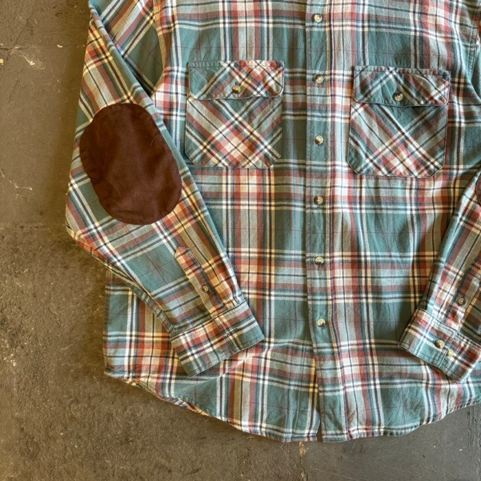 flannel check l/s shirts with elbow patch フランネル エルボーパッチ チェックシャツ | Vintage.City 古着屋、古着コーデ情報を発信