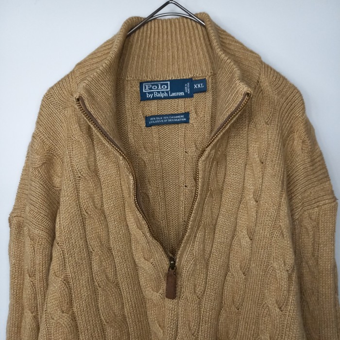 90s　ラルフローレン　ハーフジップ　ニット　セーター　3D　ベージュ　XXL | Vintage.City 古着屋、古着コーデ情報を発信