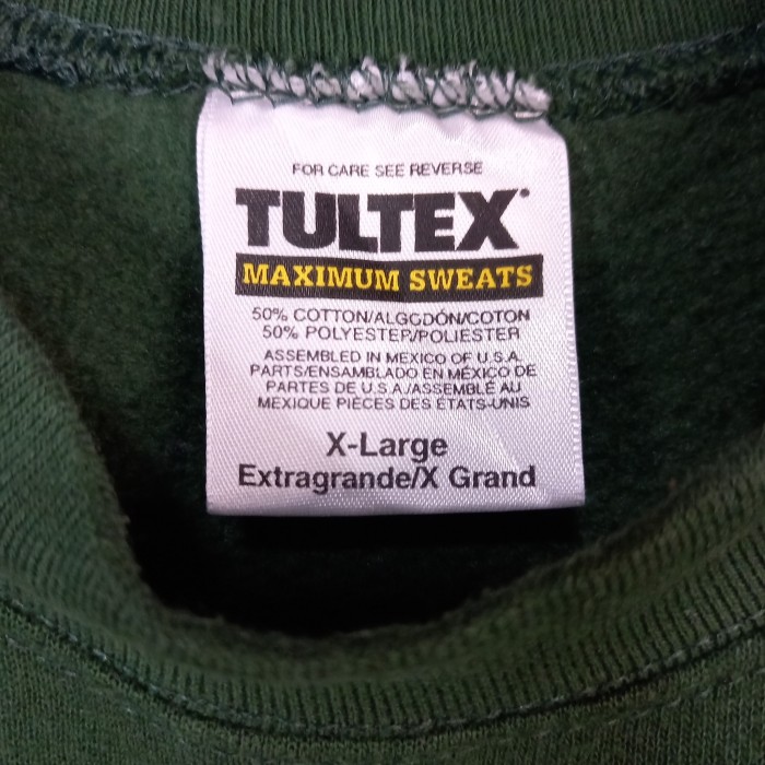 90s　メキシコ製　TULTEX　スウェット　トレーナー　長袖　刺繍　グリーン　緑　XL | Vintage.City 빈티지숍, 빈티지 코디 정보