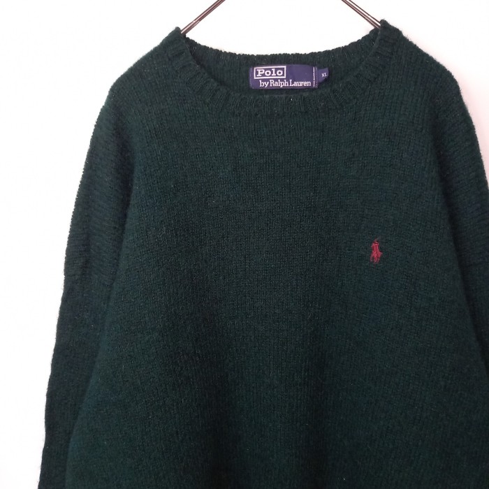 90s　ラルフローレン　ウールニット　セーター　中厚手　刺繍ロゴ　グリーン　XL | Vintage.City 빈티지숍, 빈티지 코디 정보