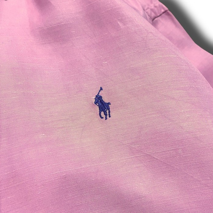 【Ralph Lauren】1990's シルクリネンボタンダウンシャツ ピンク | Vintage.City 古着屋、古着コーデ情報を発信