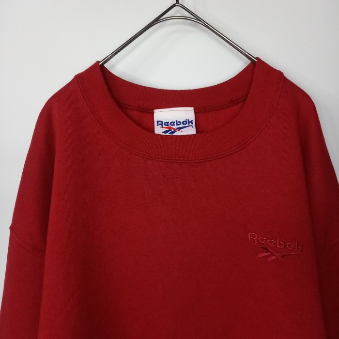 90s　アメリカ製　リーボック　スウェット　トレーナー　刺繍　同色ロゴ　レッド　赤　L | Vintage.City 빈티지숍, 빈티지 코디 정보