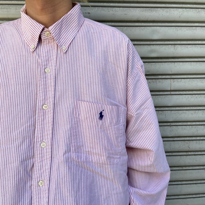 90s RalphLauren BIGSHIRT ストライプシャツ ピンク XL | Vintage.City 빈티지숍, 빈티지 코디 정보