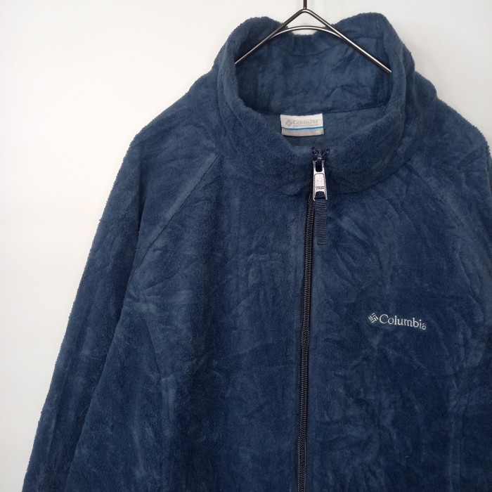 コロンビア　ジップアップ　フリース　ジャケット　ブルゾン　刺繍ロゴ　ブルー　XL | Vintage.City 古着屋、古着コーデ情報を発信