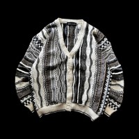 e16/design knit/3D/long sleeve/cardigan/tops/mulch color/men's/sizeL デザインニット 柄ニット 3Dニット カーディガン トップス メンズL | Vintage.City 古着屋、古着コーデ情報を発信