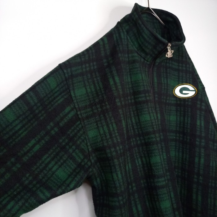 90s　NFL　ハーフジップ　フリース　ブルゾン　刺繍　チェック　グリーン　XL | Vintage.City 古着屋、古着コーデ情報を発信