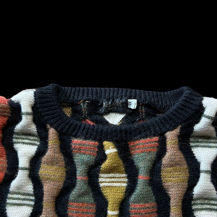 e16/wool knit/3D/design knit/long sleeve/tops/mulch color/men's/sizeXL 3Dニット 柄ニット デザインニット トップス マルチカラー メンズXL | Vintage.City 古着屋、古着コーデ情報を発信