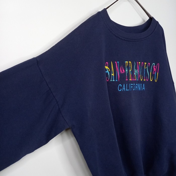 90s　ALL AMERICAN STAR　クルーネック　スウェット　トレーナー　刺繍ロゴ　太アーム　ネイビー　L | Vintage.City 古着屋、古着コーデ情報を発信
