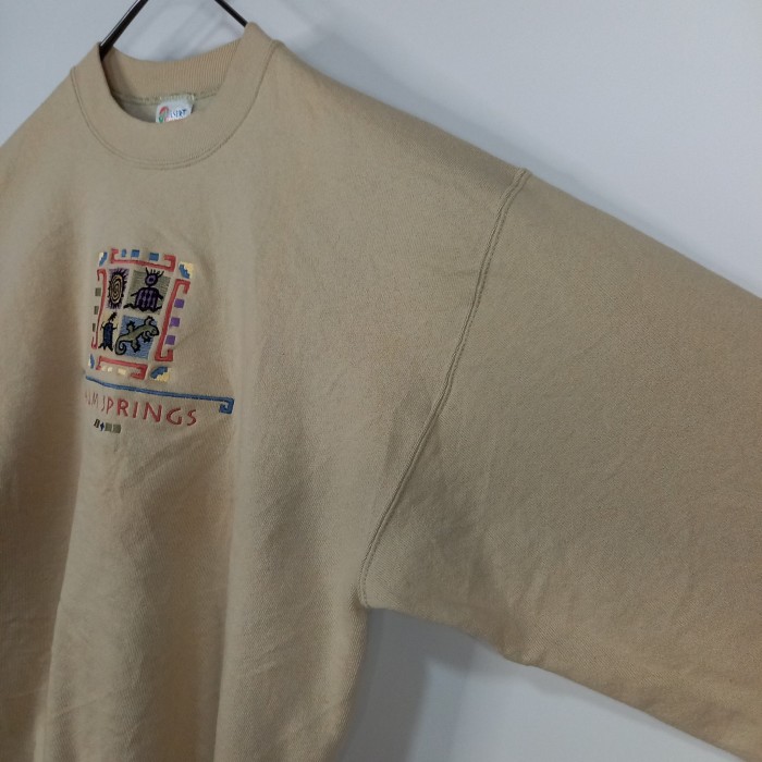 90s　アメリカ製　クルーネック　スウェット　トレーナー　刺繍　ベージュ　M | Vintage.City 빈티지숍, 빈티지 코디 정보