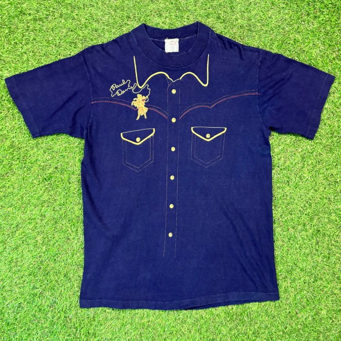 【Men's】70s Paul Davis フェイク ウェスタンシャツ Tシャツ / Made In USA  Vintage　ヴィンテージ 古着 ティーシャツ T-Shirts | Vintage.City 빈티지숍, 빈티지 코디 정보