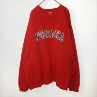 90s　ナイキ　クルーネック　スウェット　カレッジ　刺繍ロゴ　太アーム　レッド　赤　XL | Vintage.City 古着屋、古着コーデ情報を発信
