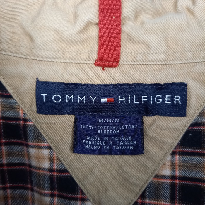 90s　トミーヒルフィガー　BDシャツ　長袖　チェック　オンブレ　ベージュ　M | Vintage.City 古着屋、古着コーデ情報を発信