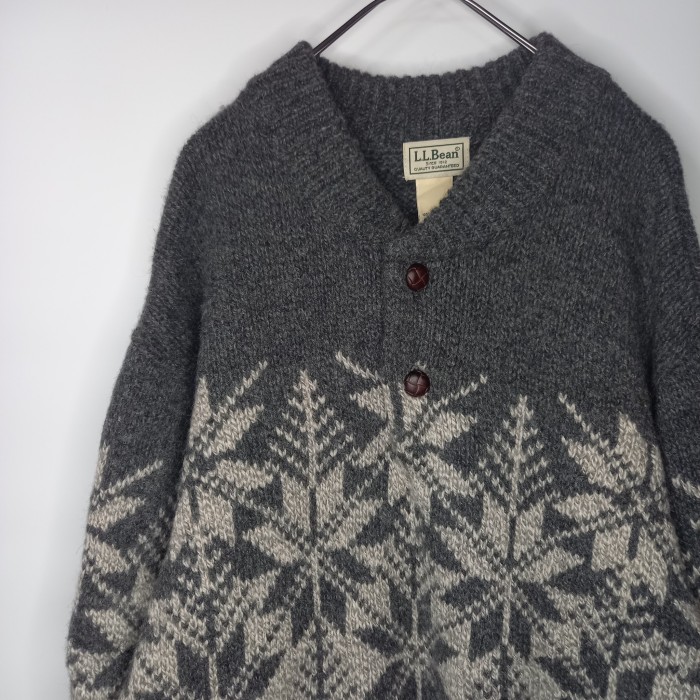 エルエルビーン　ラムウール　ニット　セーター　ボタン　ノルディック　グレー　XL | Vintage.City 古着屋、古着コーデ情報を発信