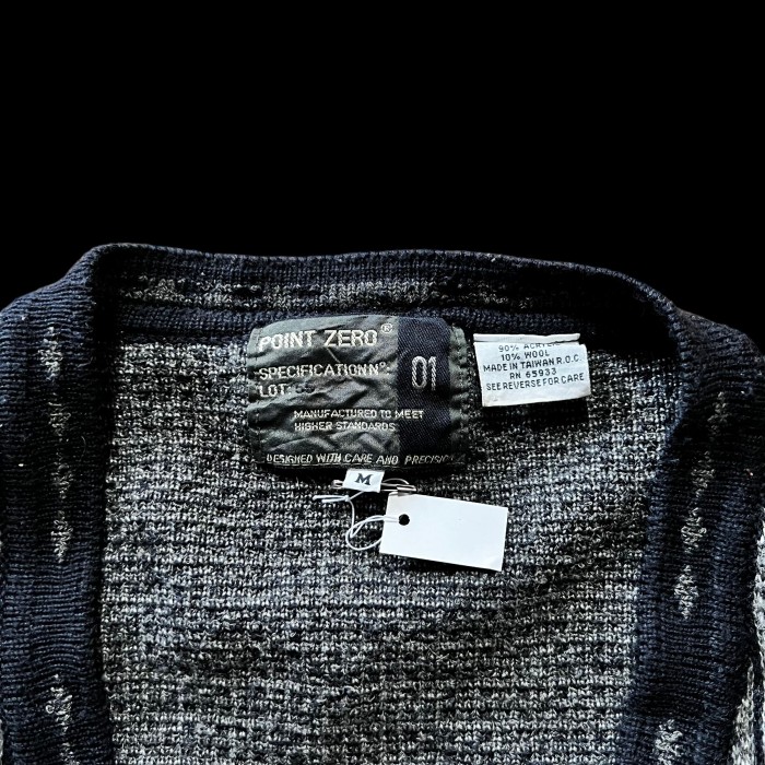 e16/POINT ZERO/us/design knit/cardigan/tops/gray color/men's/sizeM(L相当) 柄ニット デザインニット トップス メンズL | Vintage.City 古着屋、古着コーデ情報を発信