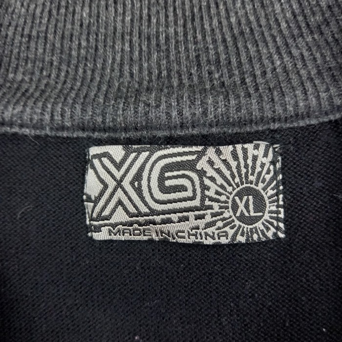 00s　XG　ハーフジップ　コットンニット　セーター　薄手　ハイゲージ　アーガイル　ブラック　XL | Vintage.City 빈티지숍, 빈티지 코디 정보