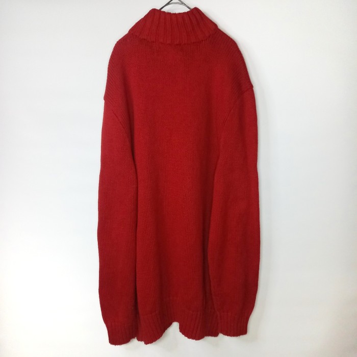 ラルフローレン　ハーフジップ　コットンニット　セーター　刺繍ロゴ　レッド　XL | Vintage.City 빈티지숍, 빈티지 코디 정보