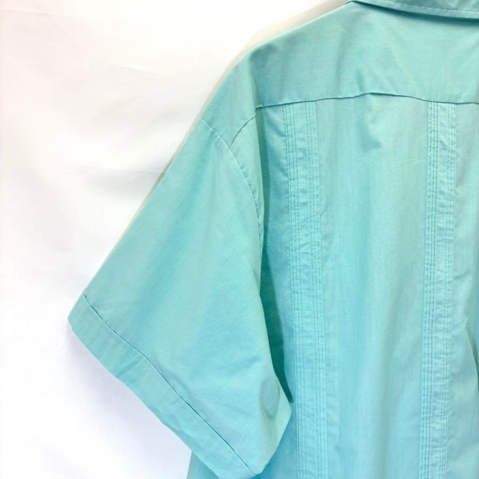 90s 古着 HABAND キューバシャツ 半袖 ライン 刺繍 ブルー XL | Vintage.City 빈티지숍, 빈티지 코디 정보