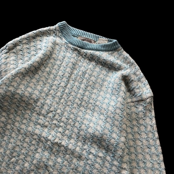e15/TRAGER/design knit/long sleeve/tops/light blue color/men's/sizeL 総柄ニット デザインニット トップス ライトブルー メンズL | Vintage.City 古着屋、古着コーデ情報を発信