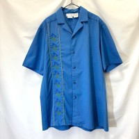 90s 古着 キューバシャツ 開襟シャツ 半袖 ライン 刺繍 ブルー L | Vintage.City 古着屋、古着コーデ情報を発信