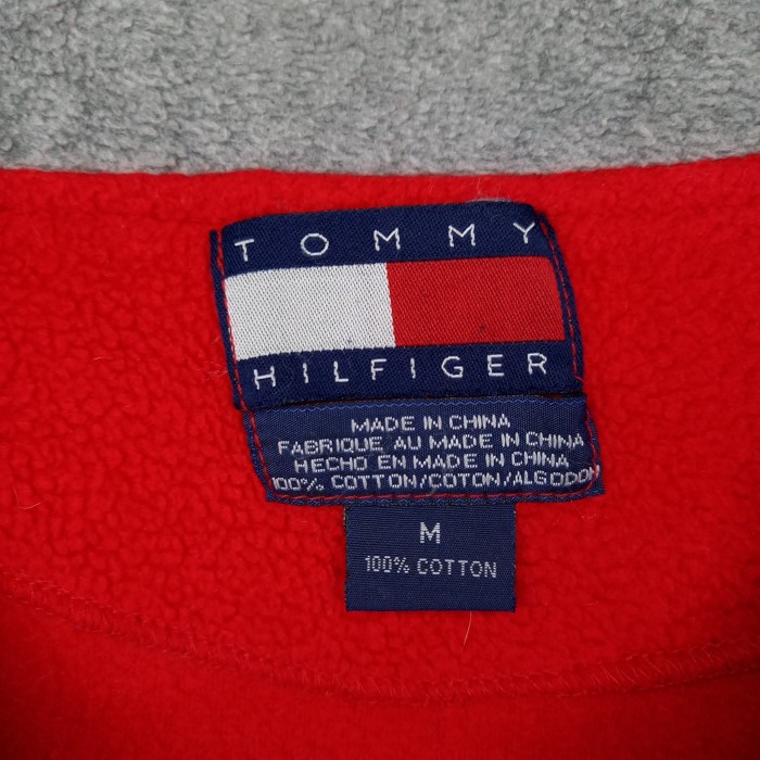 90s　トミーヒルフィガー　ハーフジップ　ボアフリース　トレーナー　刺繍　レッド　M | Vintage.City 빈티지숍, 빈티지 코디 정보