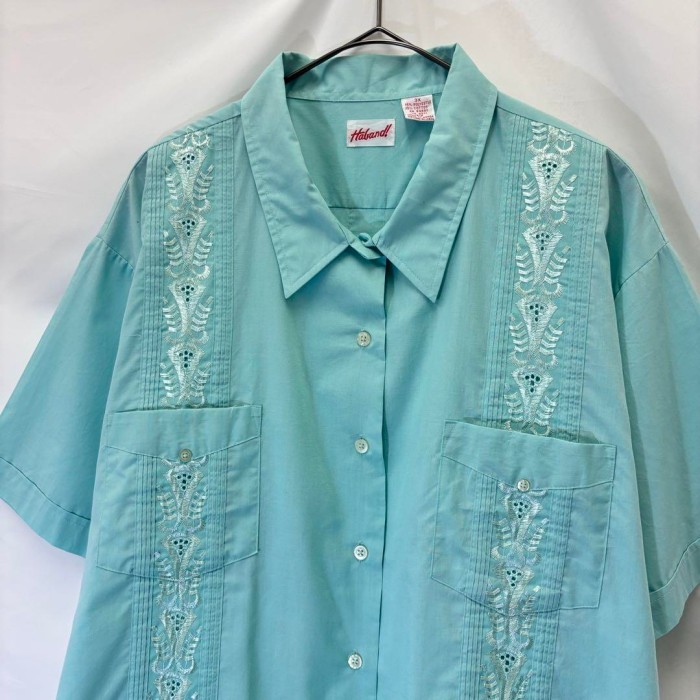 90s 古着 HABAND キューバシャツ 半袖 ライン 刺繍 ブルー XL | Vintage.City 古着屋、古着コーデ情報を発信