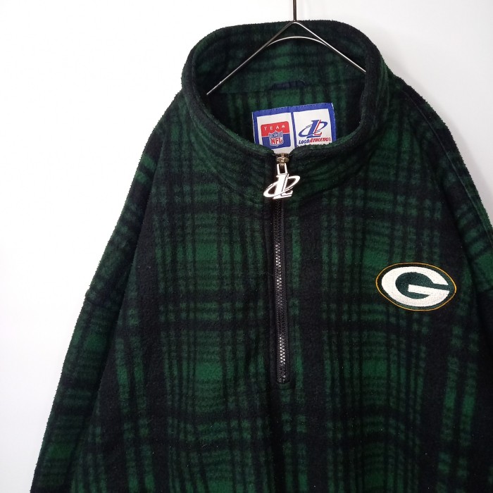 90s　NFL　ハーフジップ　フリース　ブルゾン　刺繍　チェック　グリーン　XL | Vintage.City 古着屋、古着コーデ情報を発信