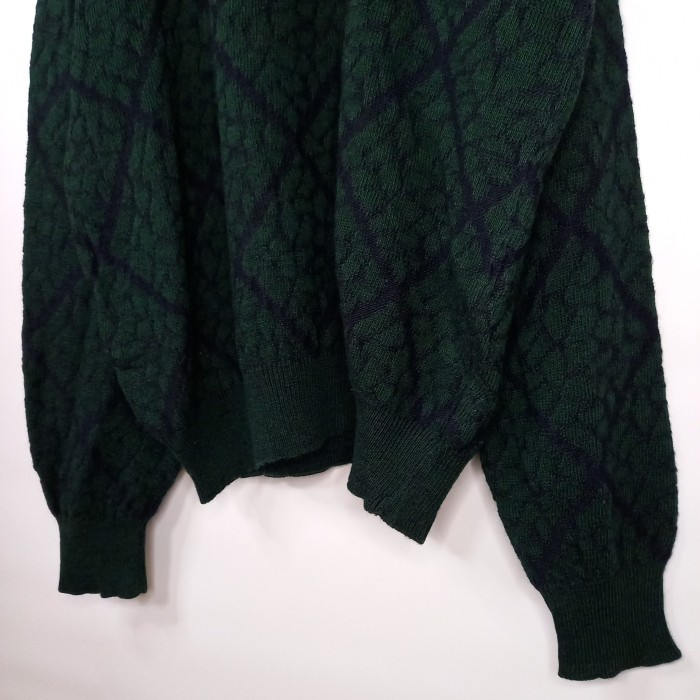 80s　フレンチラコステ　クルーネック　ウールニット　セーター　総柄　グリーン　XL | Vintage.City 古着屋、古着コーデ情報を発信