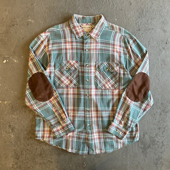 flannel check l/s shirts with elbow patch フランネル エルボーパッチ チェックシャツ | Vintage.City 빈티지숍, 빈티지 코디 정보