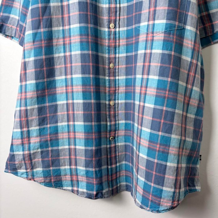古着 00s ノーティカ シャツ 半袖 チェック リネンシャツ ブルー 2XL | Vintage.City 빈티지숍, 빈티지 코디 정보