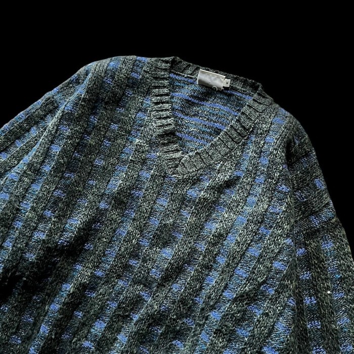 e13/PART TWO/design knit/long sleeve/tops/khaki color/men's/sizeM(XL相当) 総柄ニット デザインニット セーター トップス カーキ メンズXL | Vintage.City 古着屋、古着コーデ情報を発信