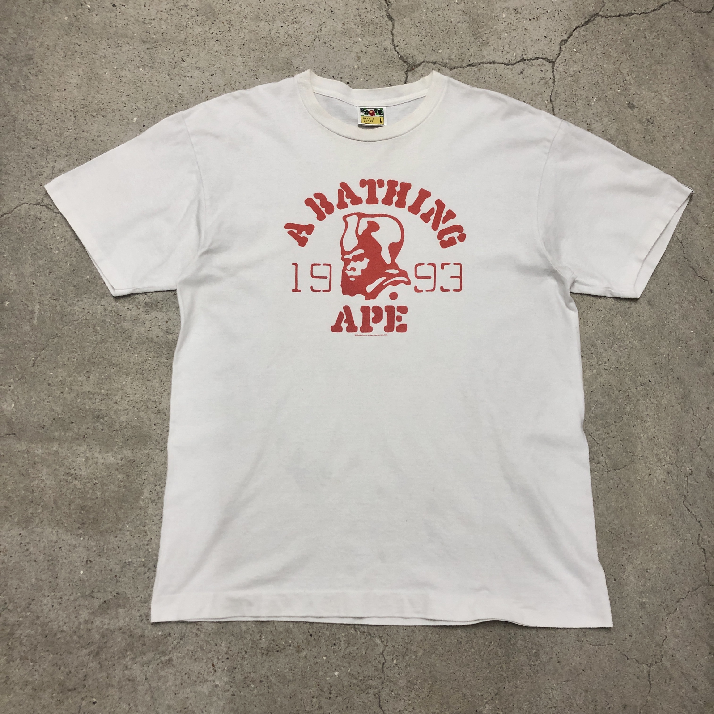 A BATHING APE/Logo print Tee/L/ロゴプリントT/Tシャツ/3連プリント