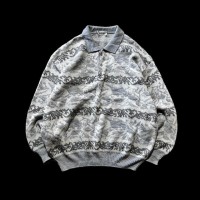 e14/SHELBY/カナダ製/design knit/long sleeve/tops/gray color/men's/sizeXL 総柄ニット セーター グレー メンズXL | Vintage.City 빈티지숍, 빈티지 코디 정보