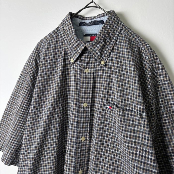 古着 90s トミーヒルフィガー シャツ 半袖 チェック 刺繍ロゴ ブラック M | Vintage.City 古着屋、古着コーデ情報を発信