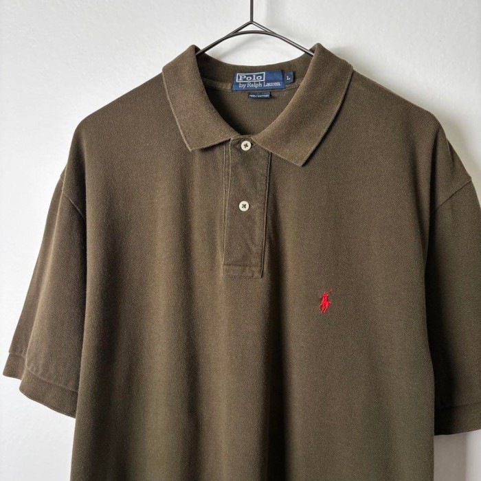 古着 90s ラルフローレン ポロシャツ 半袖 刺繍ロゴ オリーブ ブラウン L | Vintage.City 古着屋、古着コーデ情報を発信