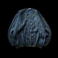 e13/PART TWO/design knit/long sleeve/tops/khaki color/men's/sizeM(XL相当) 総柄ニット デザインニット セーター トップス カーキ メンズXL | Vintage.City 빈티지숍, 빈티지 코디 정보