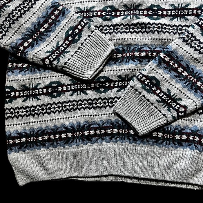 e14/crown &ivy/us/design knit/long sleeve/tops/gray color/men's/sizeL 総柄ニット セーター トップス グレー メンズL | Vintage.City 古着屋、古着コーデ情報を発信