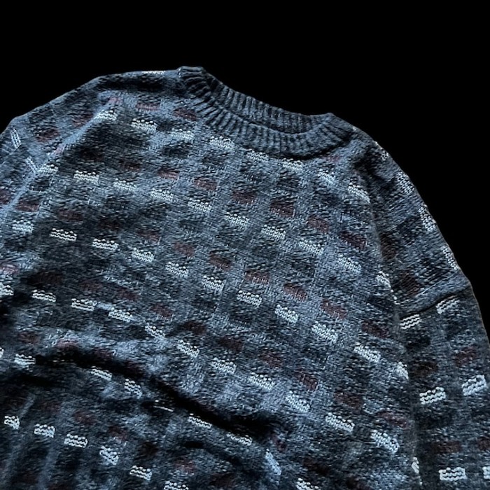 e13/us/design knit/long sleeve/tops/gray color/men's/sizeL相当 総柄ニット デザインニット トップス グレー メンズL | Vintage.City 古着屋、古着コーデ情報を発信