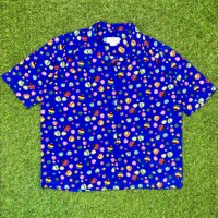 【Lady's】90s バルーン 総柄 ブルー 半袖 シャツ / Made In USA Vintage ヴィンテージ 古着 青 半袖シャツ | Vintage.City 古着屋、古着コーデ情報を発信