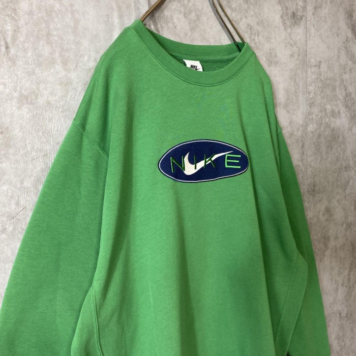 NIKE big logo sweat size XL 配送A ナイキ　センタービッグ刺繍ロゴスウェット　緑　オーバーサイズ | Vintage.City 빈티지숍, 빈티지 코디 정보