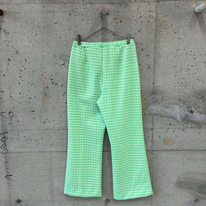 Mint Green Check Poly slacks | Vintage.City 빈티지숍, 빈티지 코디 정보