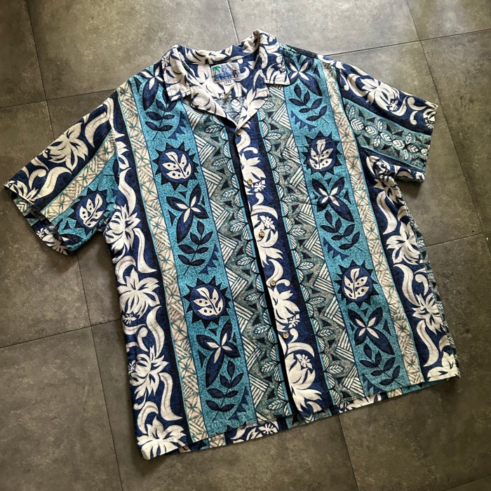 70s RJC コットンアロハ ハワイ製 2XL ホワイト×ブルー | Vintage.City 古着屋、古着コーデ情報を発信