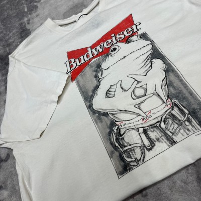 90s USA製 Budweiser バドワイザー Tシャツ 半袖 企業 アニマル カエル 