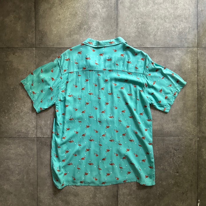 the hawaiian アロハシャツ M ターコイズ フラミンゴ柄 | Vintage.City 빈티지숍, 빈티지 코디 정보