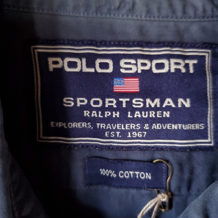 POLO SPORT   ポロスポーツ　90s　サファリシャツ　 半袖シャツ　ワークシャツ　 ネイビー　ポロラルフローレン　ヴィンテージ　アメカジ　ストリート　ユニセックス　一点物　古着 | Vintage.City 古着屋、古着コーデ情報を発信
